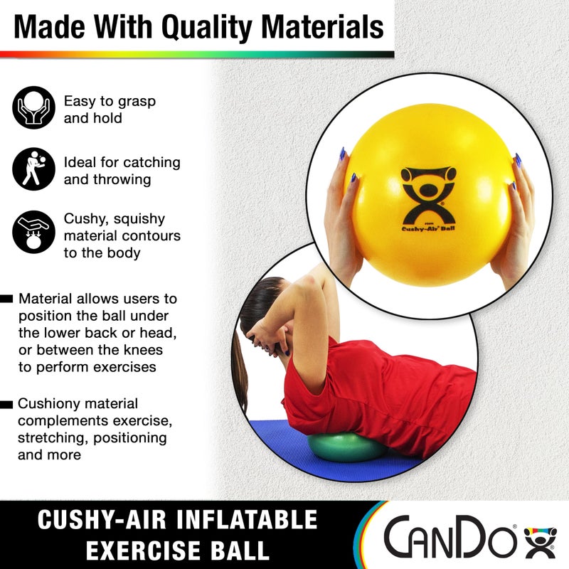 CanDo Cushy-Air Hand Ball For Rehabilitation, Exercises, Hand Therapy, Occupational Therapy, Hand Strengthening, Improve Motor Skills, Stress Relief, Red, 10" (25cm) - Image 4